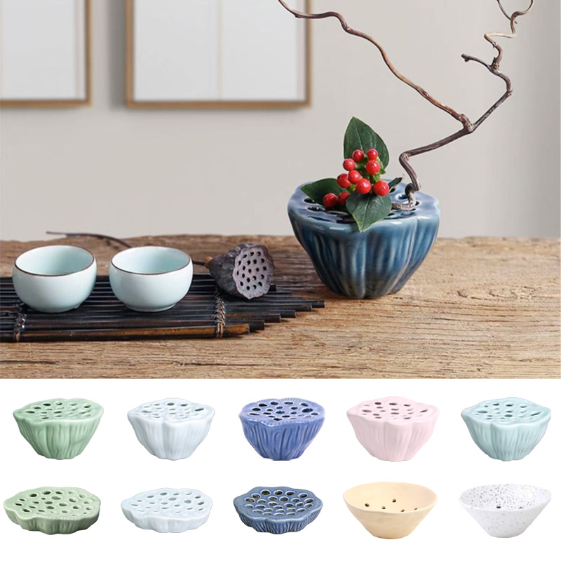 Ikebana Vase Kenzan - 1pcs 중국 스타일 연꽃 모양 세라믹