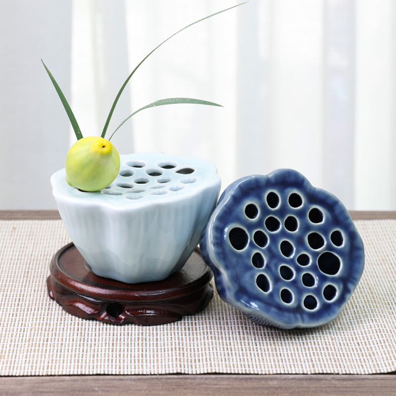 Ikebana Vase Kenzan - 일본 스타일 이케바나 거치대 세라믹 연꽃