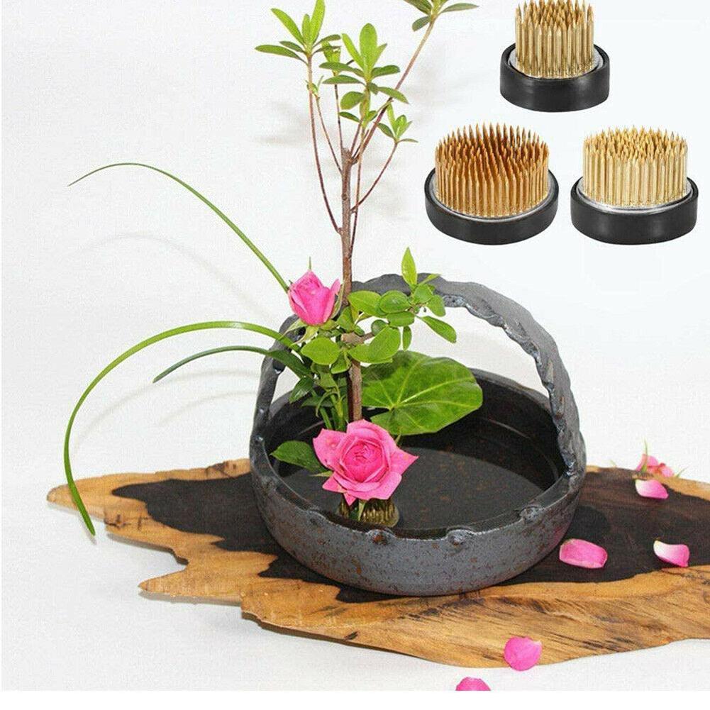 Ikebana Vase Kenzan - 가스켓 아트가있는 둥근 꽃꽂이 꽃 개구리