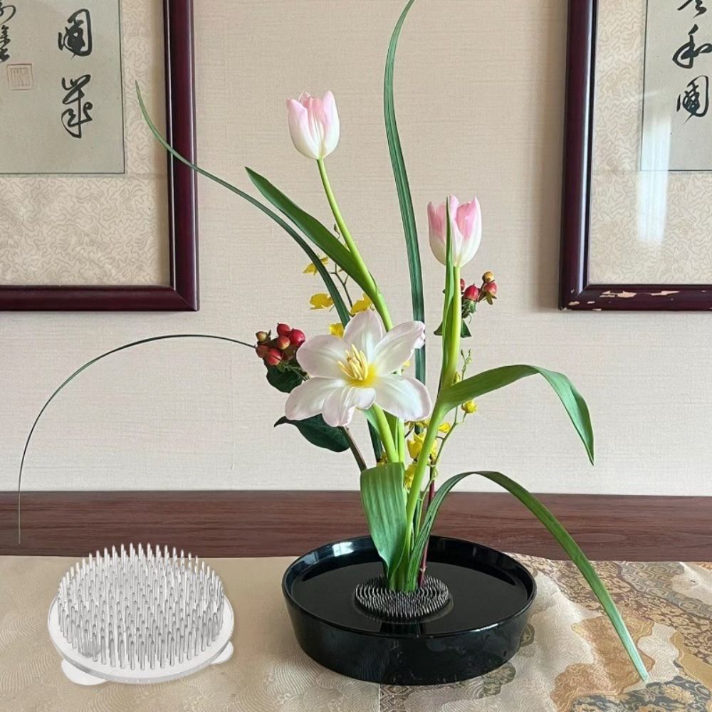 Ikebana Vase Kenzan - 1/3Pcs 투명한 꽃꽂이 줄기 홀더 원형