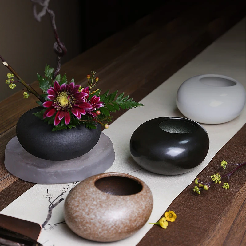 Ikebana Vase Kenzan - 일본 개구리 세라믹 꽃병 이케바나 일본