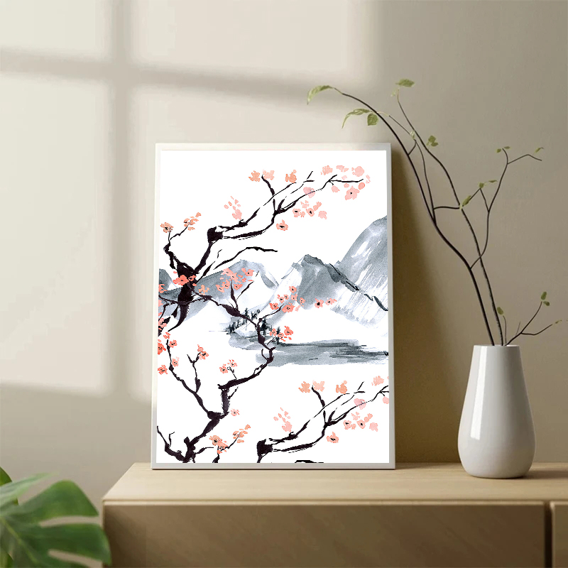 일본식 벚꽃 나무 캔버스 유화 포스터 인쇄 현대 간단한 - Japanese Lifestyle In Japanese 리뷰 및 가격